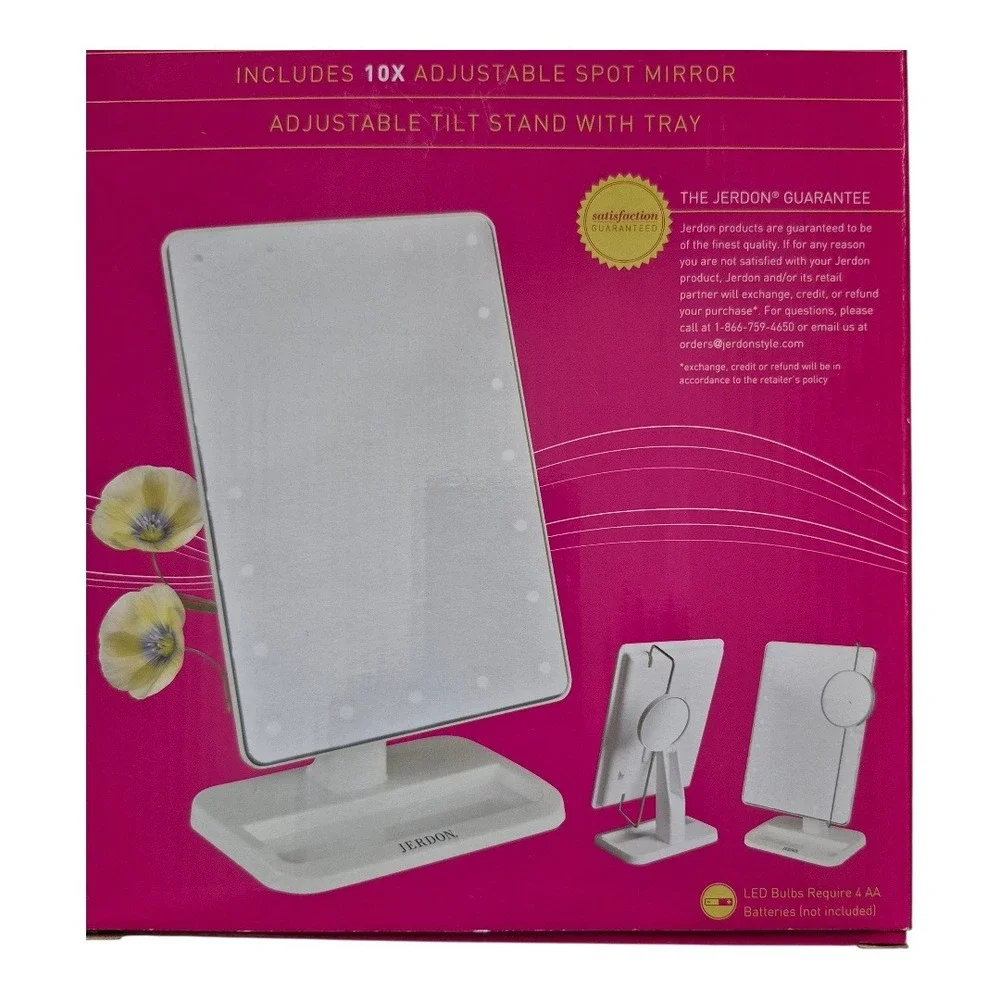 Jerdon LED Lighted Makeup‎ Mirror 8x11 Adjustable Stand 10x Spot Vanity New